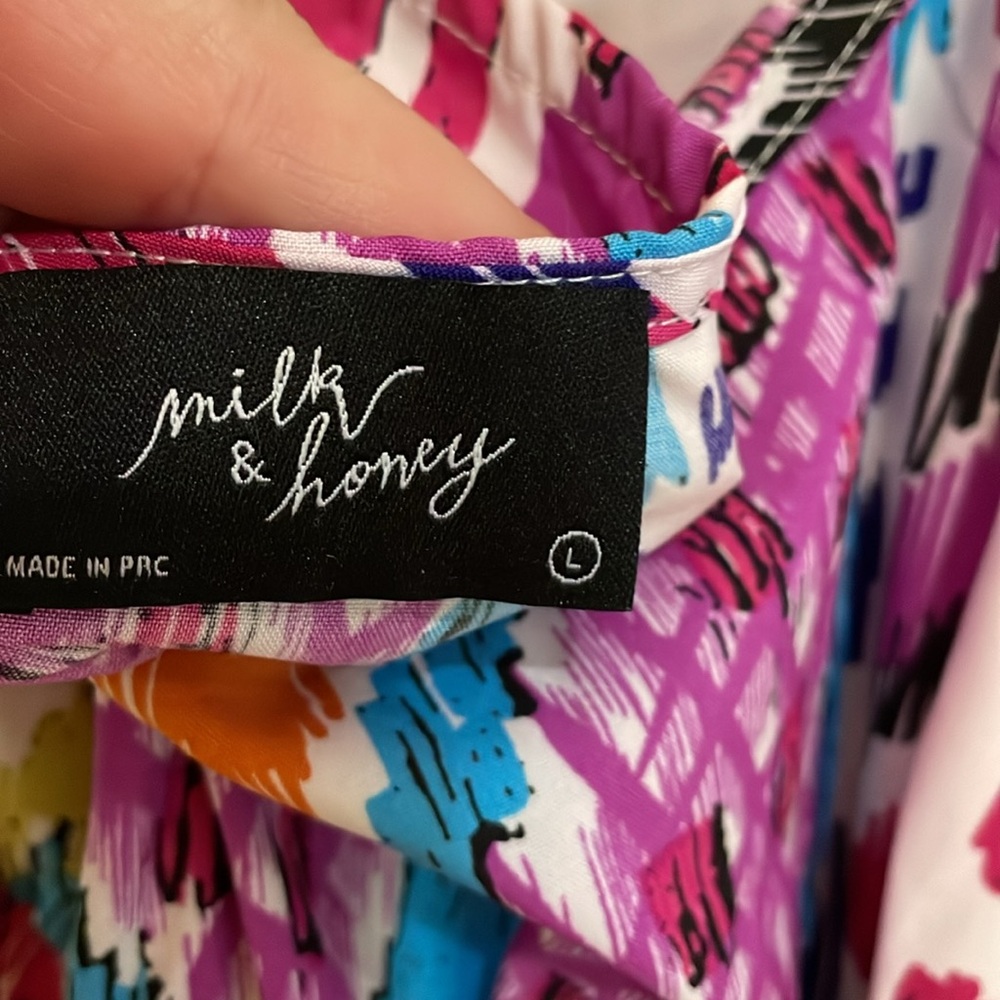 Milk and Honey large colorful jumpsuit with open back and tie at the neck NWT - Picture 6 of 8